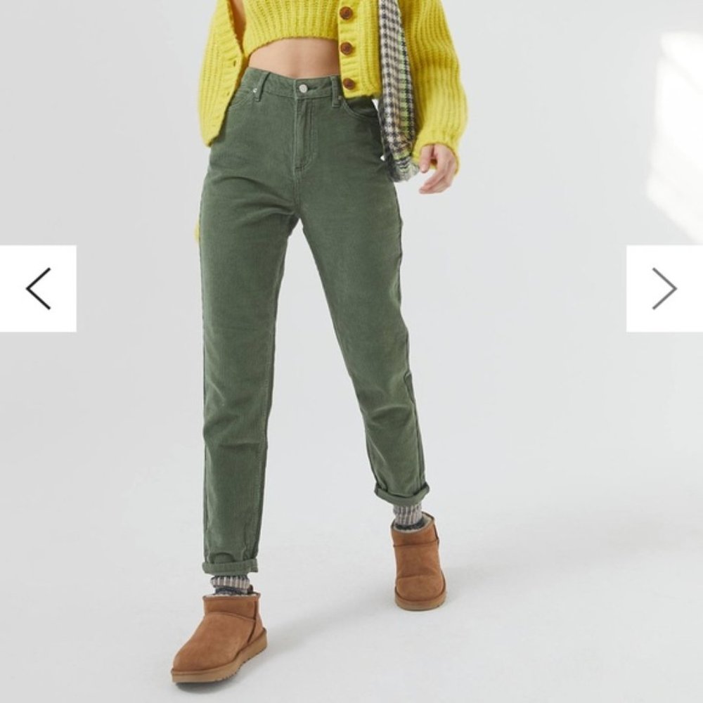 BDG Green Corduroy Mom Jeans 24